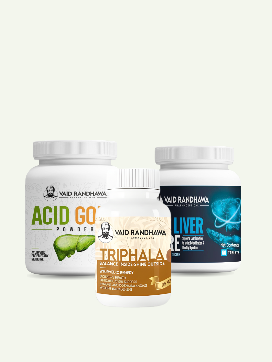 Trifla Tablets 120 + VR Liver Care Tablets 60 + Acid Gone 60 Gram