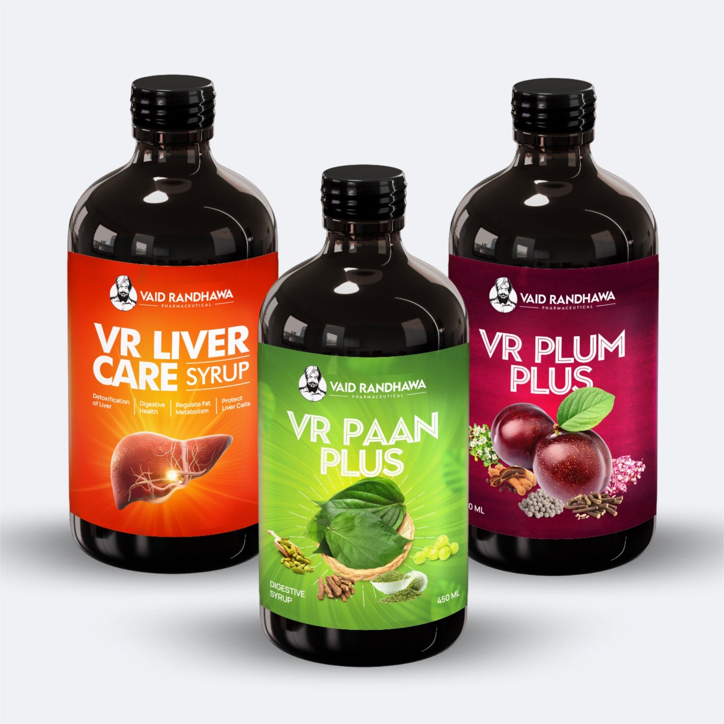VR Paan Plus, VR Plum Plus, and VR Liver Care Syrup Combo
