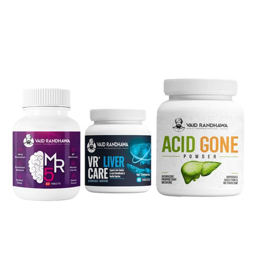 MR5 60 Tablets  + Acid Gone 60 Gram Powder  + VR Liver Care 60 Tablets