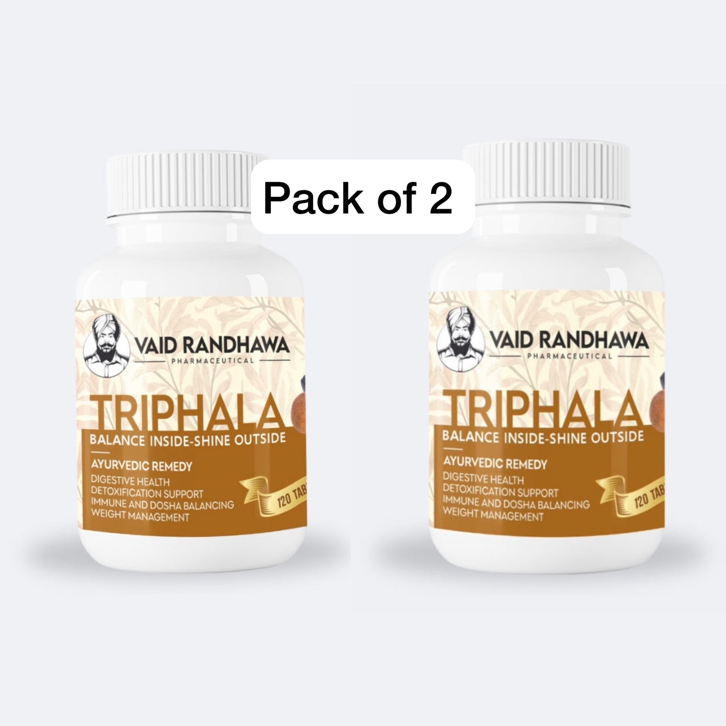Triphala Tablets 120 by Vaid Randhawa Pack of 2